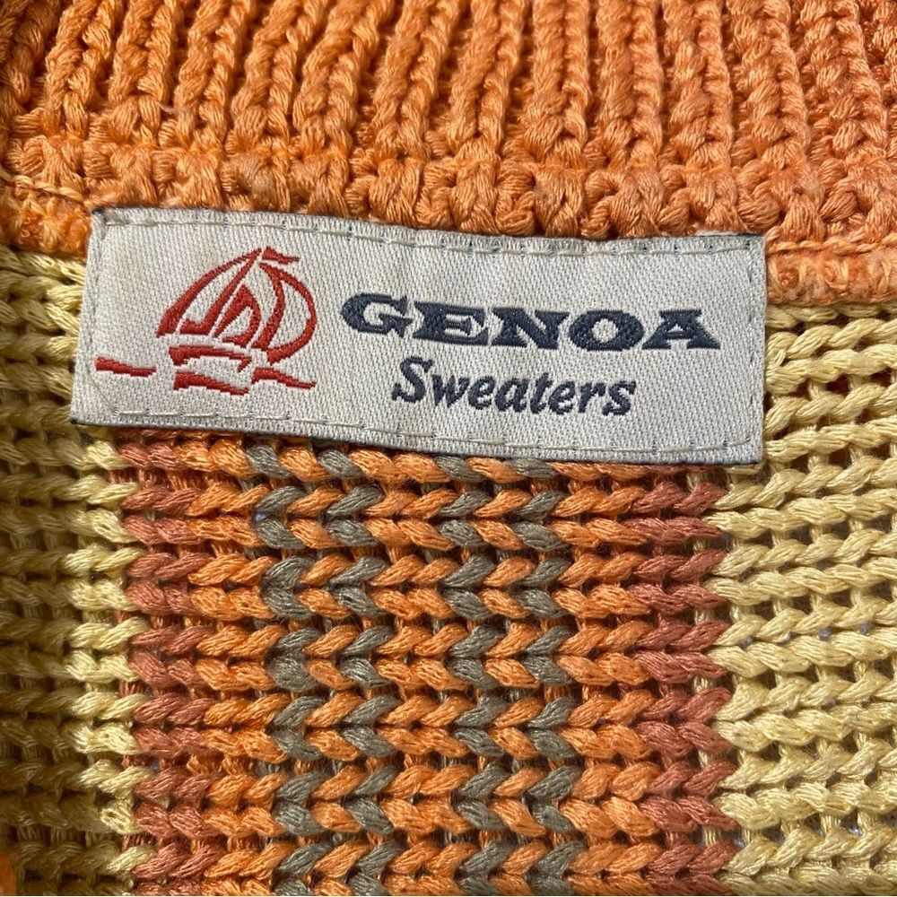 Vintage Genoa Boho Stripe Fringe Cardigan Collared Retro Sweater M - Picture 3 of 10